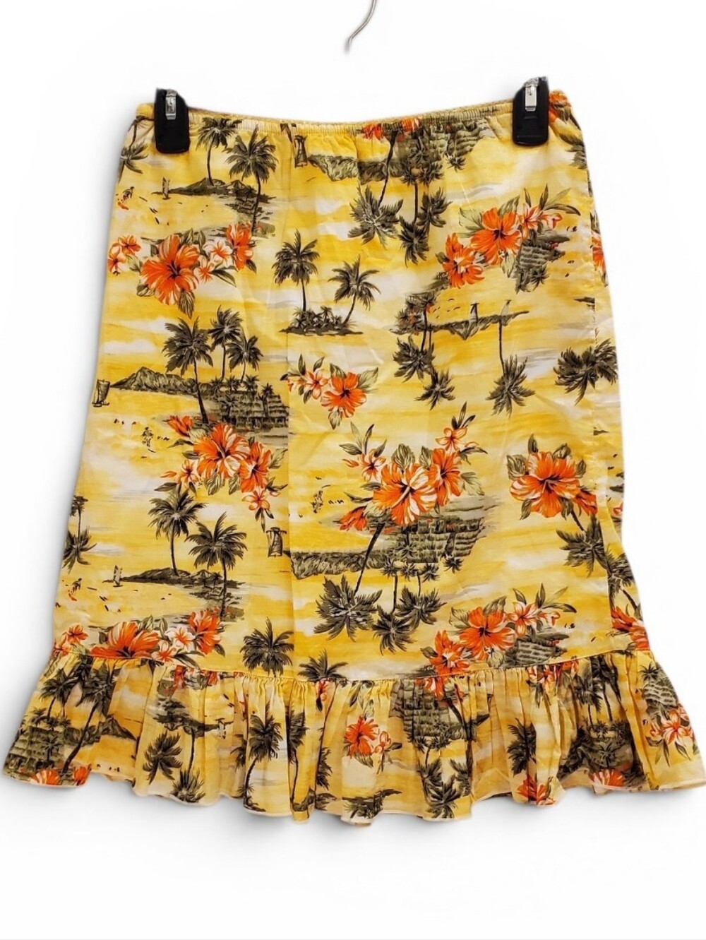 Tropical Yellow Floral Ruffle Mini Skirt - Picture 7 of 7